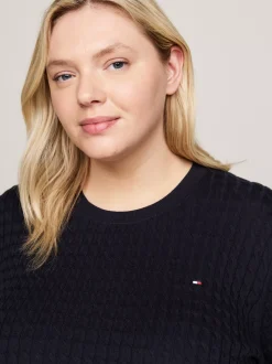 Swetry Z Okrągłym Dekoltem|Swetry*Tommy Hilfiger Wąski Sweter Z Kolekcji Curve DESERT SKY