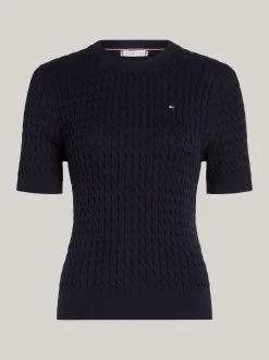 Swetry Z Okrągłym Dekoltem|Swetry*Tommy Hilfiger Wąski Sweter Z Kolekcji Curve DESERT SKY