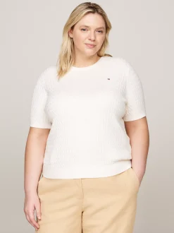 Swetry Z Okrągłym Dekoltem|Swetry*Tommy Hilfiger Wąski Sweter Z Kolekcji Curve IVORY PETAL