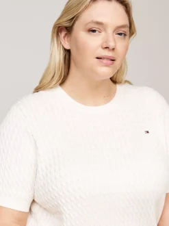 Swetry Z Okrągłym Dekoltem|Swetry*Tommy Hilfiger Wąski Sweter Z Kolekcji Curve IVORY PETAL