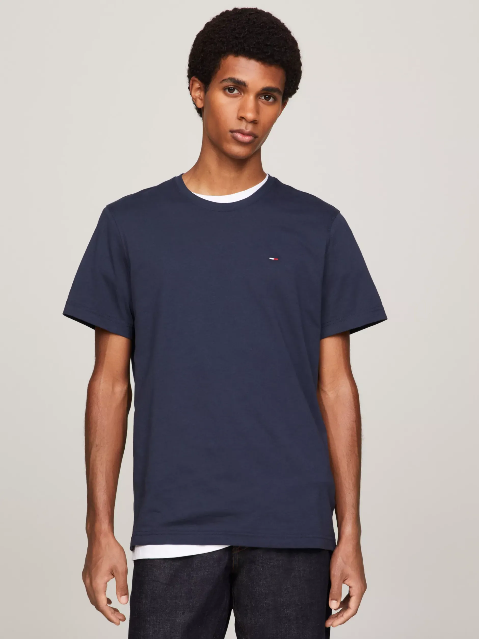 T-Shirty*Tommy Hilfiger Wąski T-shirt BLACK IRIS