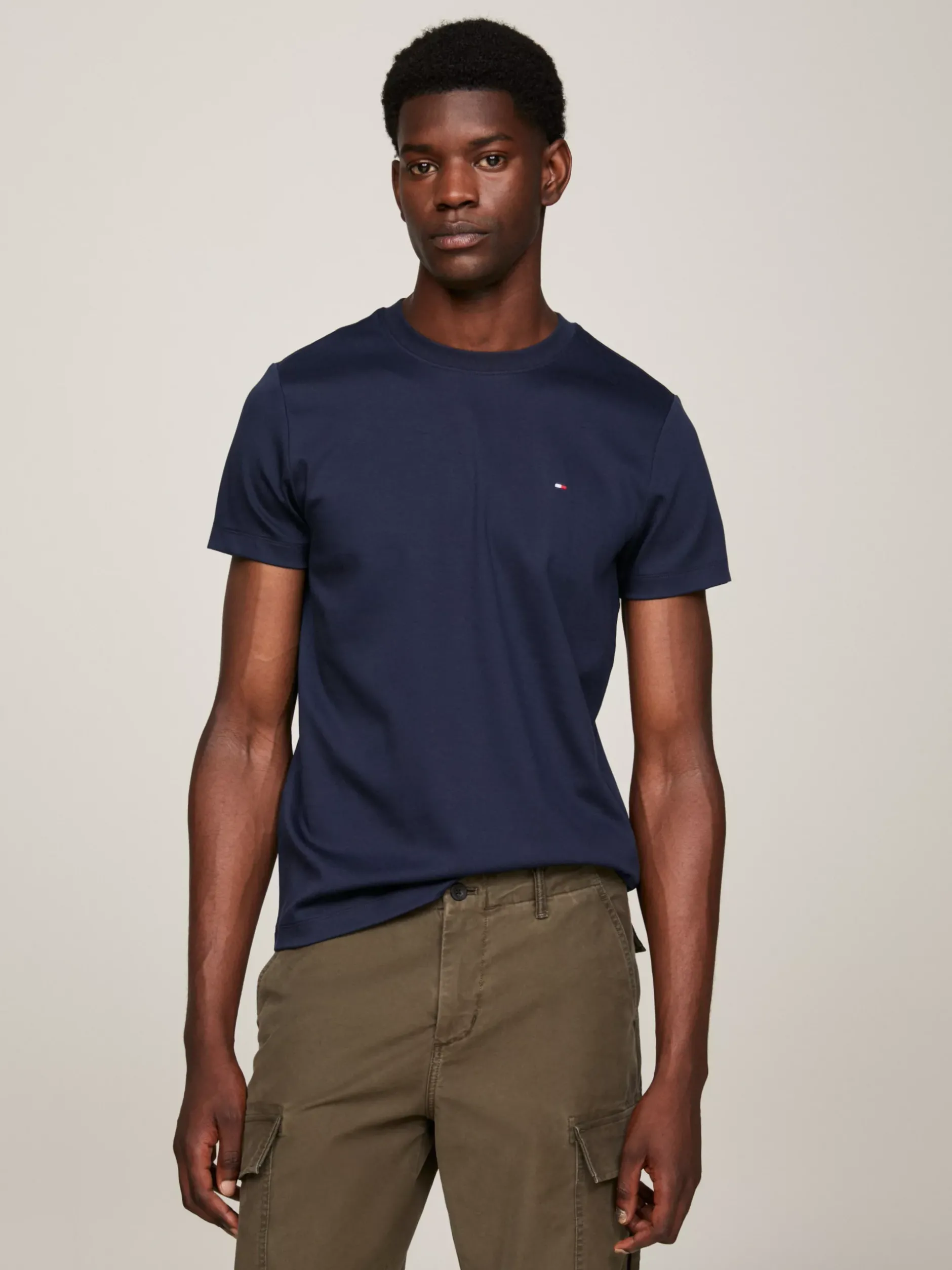 T-Shirty*Tommy Hilfiger Wąski T-shirt Z Bawełny Interlock Z Flagą DESERT SKY