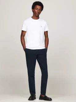 T-Shirty*Tommy Hilfiger Wąski T-shirt Z Bawełny Interlock Z Flagą WHITE