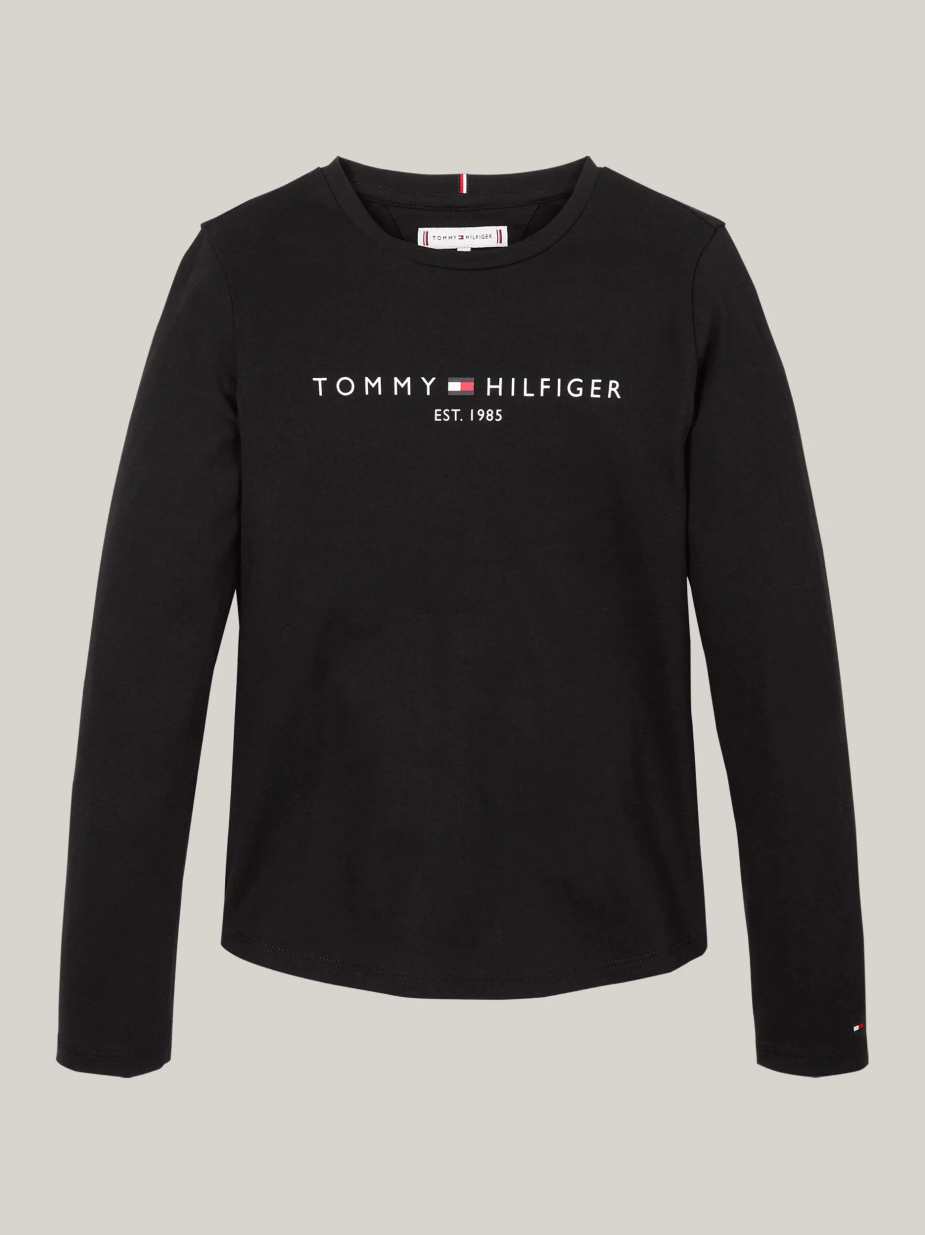 Topy I T-Shirty*Tommy Hilfiger Wąski T-shirt Z Długim Rękawem I Logo BLACK