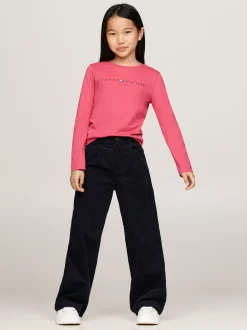 Topy I T-Shirty*Tommy Hilfiger Wąski T-shirt Z Długim Rękawem I Logo HERITAGE PINK