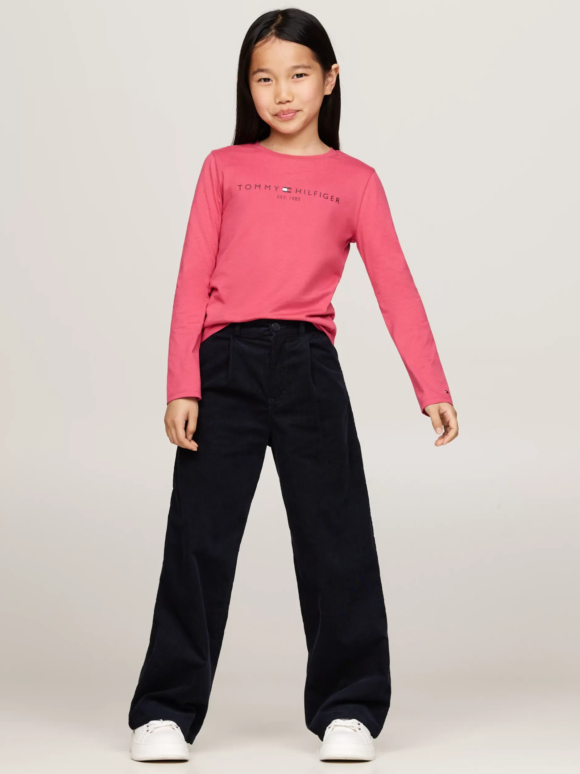 Topy I T-Shirty*Tommy Hilfiger Wąski T-shirt Z Długim Rękawem I Logo HERITAGE PINK