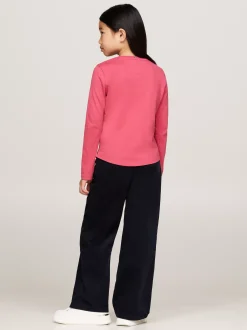 Topy I T-Shirty*Tommy Hilfiger Wąski T-shirt Z Długim Rękawem I Logo HERITAGE PINK