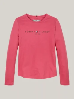 Topy I T-Shirty*Tommy Hilfiger Wąski T-shirt Z Długim Rękawem I Logo HERITAGE PINK