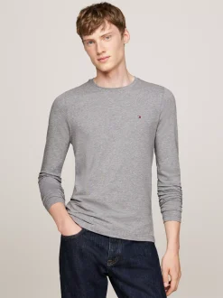 T-Shirty*Tommy Hilfiger Wąski T-shirt Z Długim Rękawem MEDIUM GREY HEATHER
