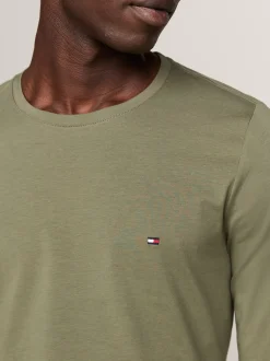 T-Shirty*Tommy Hilfiger Wąski T-shirt Z Długim Rękawem BATTLE GREEN