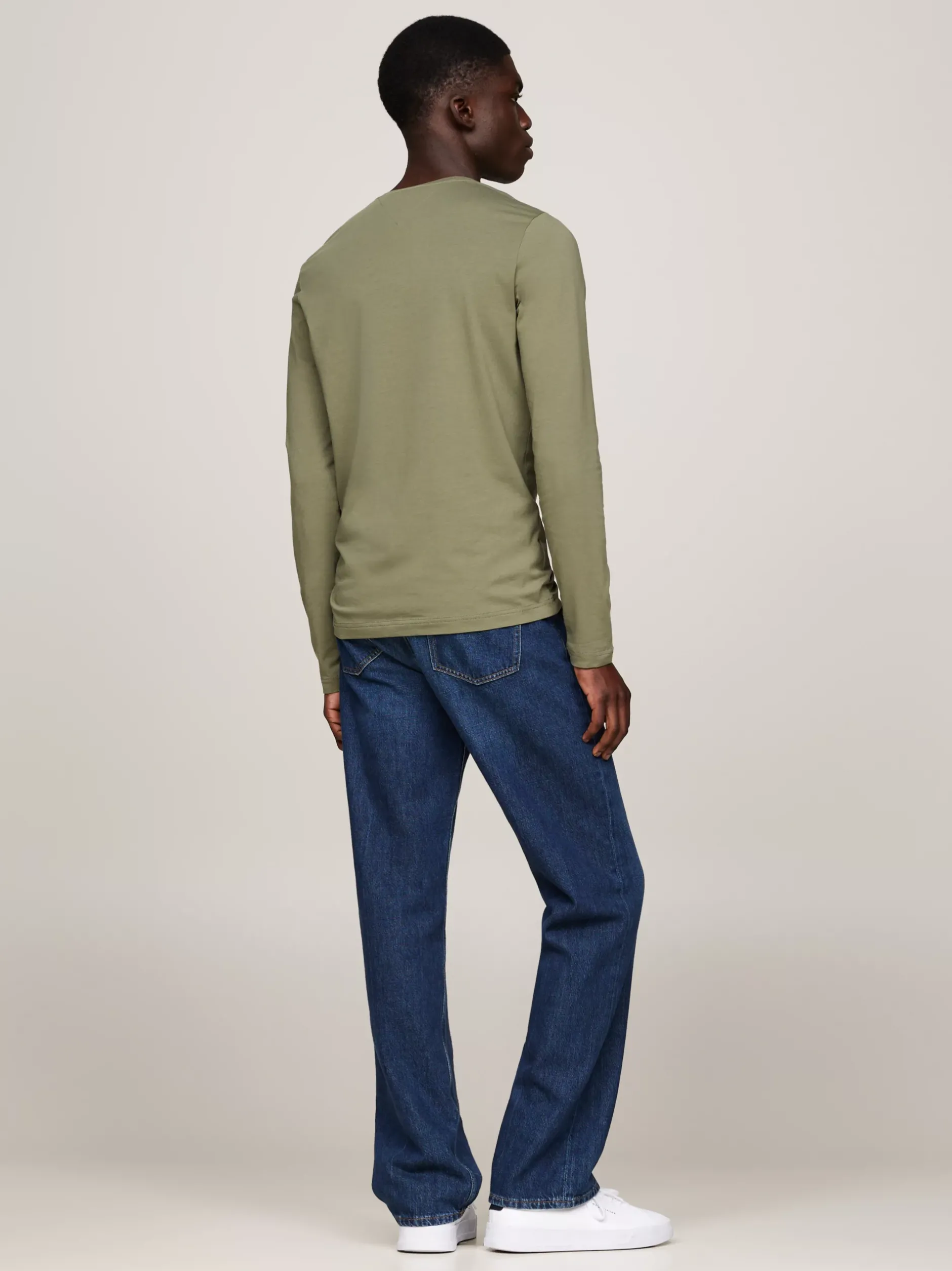 T-Shirty*Tommy Hilfiger Wąski T-shirt Z Długim Rękawem BATTLE GREEN