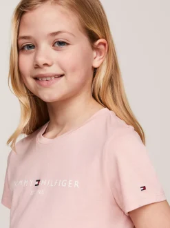 Topy I T-Shirty*Tommy Hilfiger Wąski T-shirt Z Logo SOFT ROSE