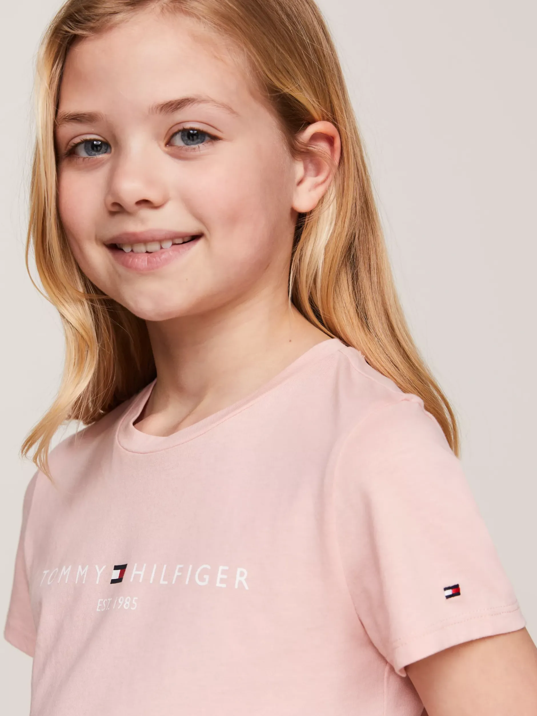 Topy I T-Shirty*Tommy Hilfiger Wąski T-shirt Z Logo SOFT ROSE