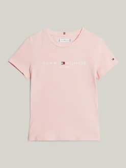 Topy I T-Shirty*Tommy Hilfiger Wąski T-shirt Z Logo SOFT ROSE