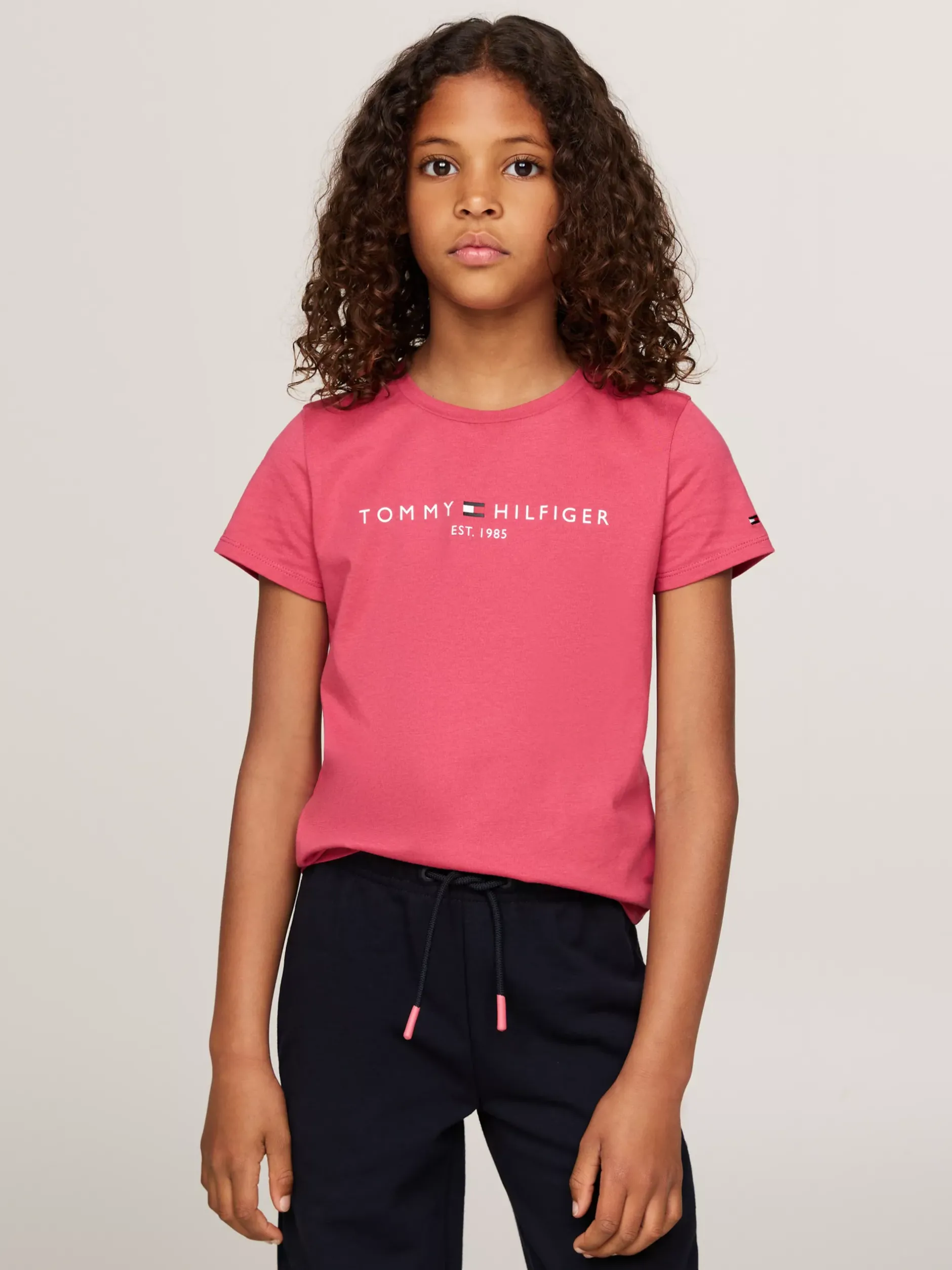 Topy I T-Shirty*Tommy Hilfiger Wąski T-shirt Z Logo HERITAGE PINK
