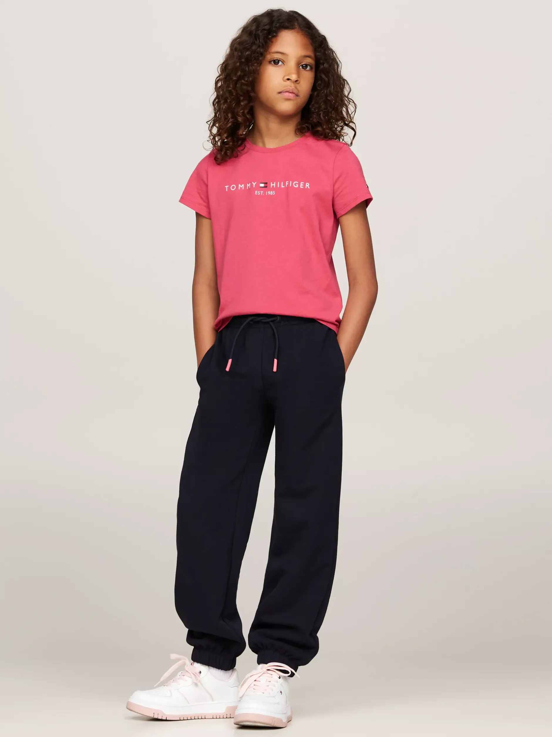 Topy I T-Shirty*Tommy Hilfiger Wąski T-shirt Z Logo HERITAGE PINK