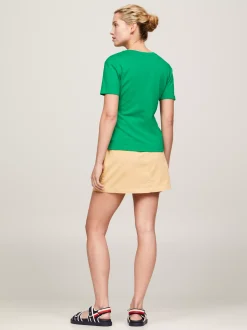 T-Shirty*Tommy Hilfiger Wąski T-shirt Z Okrągłym Dekoltem OLYMPIC GREEN