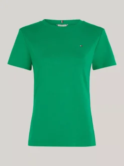 T-Shirty*Tommy Hilfiger Wąski T-shirt Z Okrągłym Dekoltem OLYMPIC GREEN