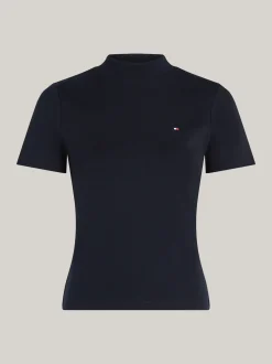 T-Shirty*Tommy Hilfiger Wąski T-shirt Z Półgolfem DESERT SKY
