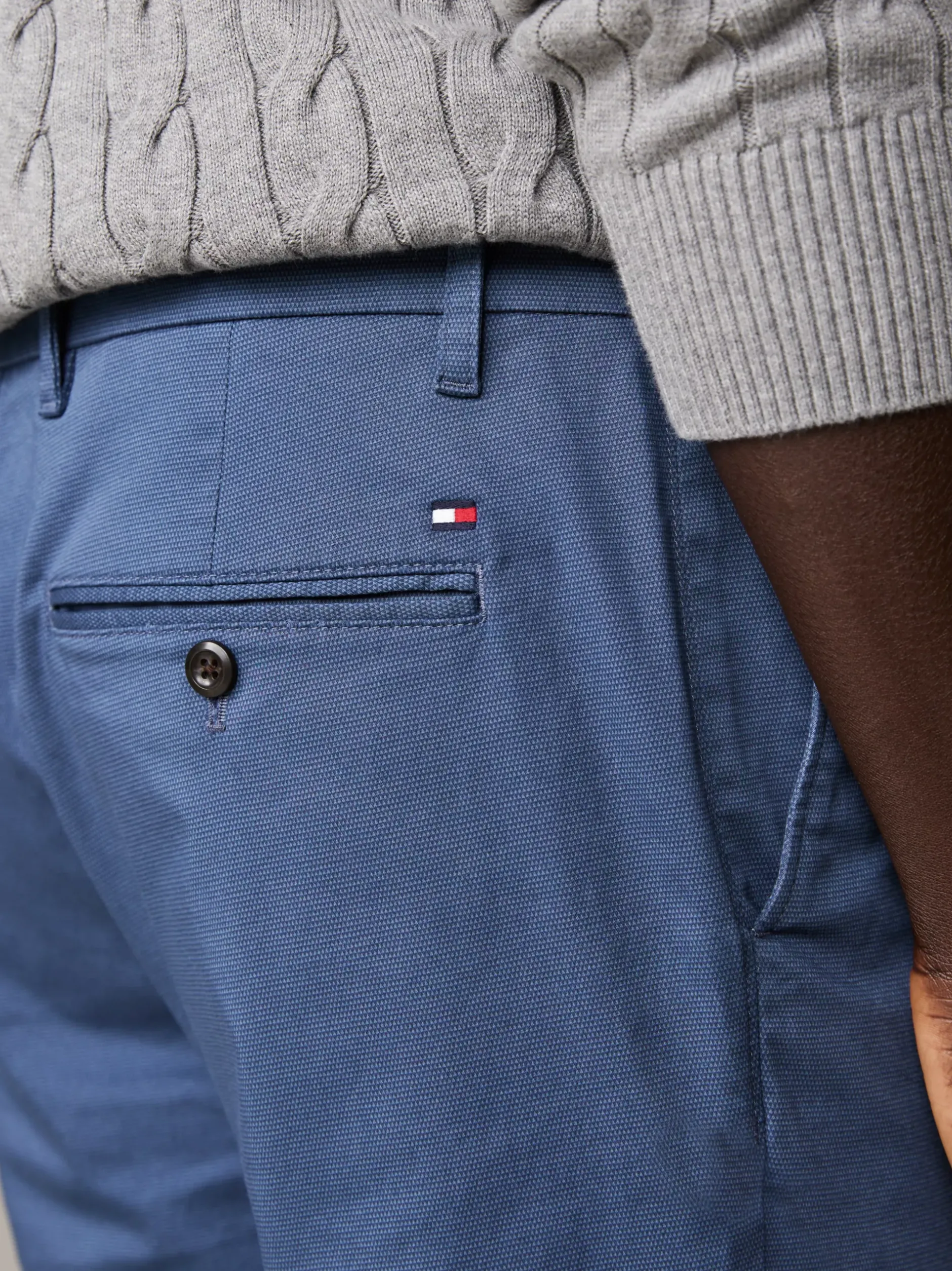 Spodnie*Tommy Hilfiger Wąskie Bawełniane Chinosy Bleecker AEGEAN SEA