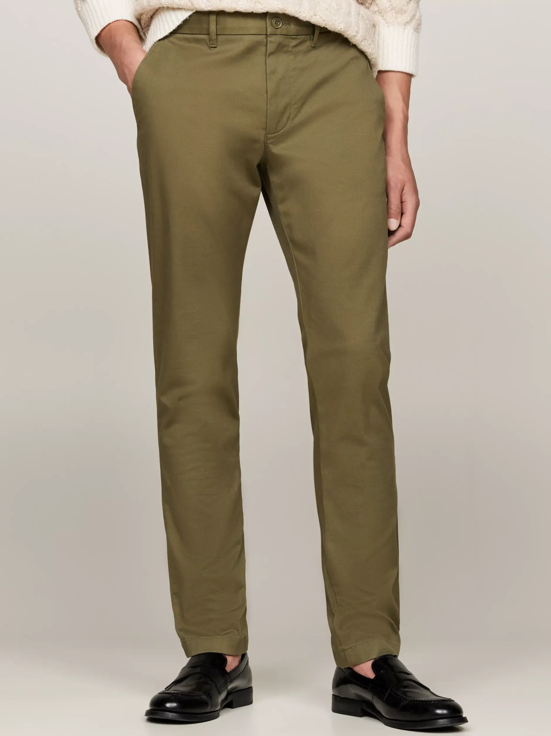 Spodnie*Tommy Hilfiger Wąskie Chinosy 1985 Collection Z Bawełny Pima Ze Stretchem UTILITY OLIVE