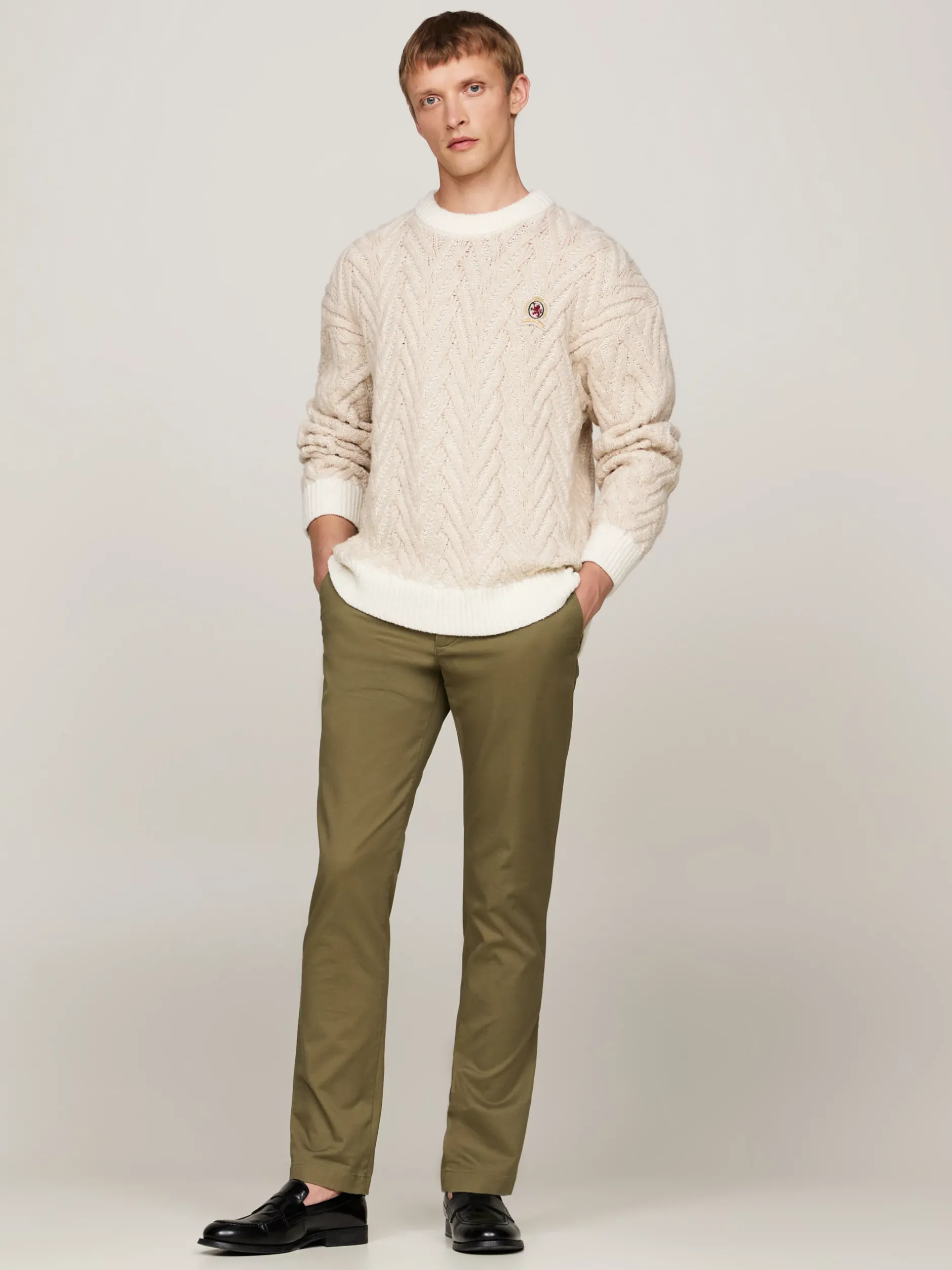 Spodnie*Tommy Hilfiger Wąskie Chinosy 1985 Collection Z Bawełny Pima Ze Stretchem UTILITY OLIVE