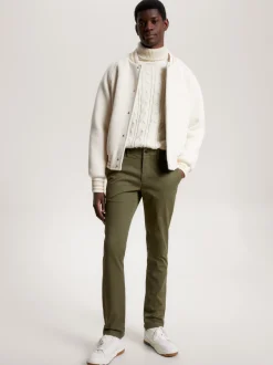 Spodnie*Tommy Hilfiger Wąskie Chinosy 1985 Collection Z Bawełny Pima Ze Stretchem ARMY GREEN