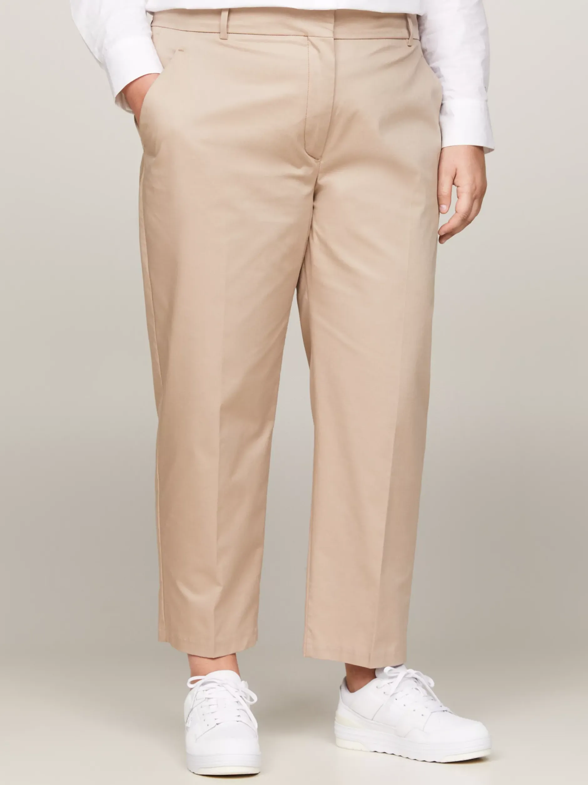 Spodnie*Tommy Hilfiger Wąskie Chinosy Curve Z Prostymi Nogawkami BEIGE