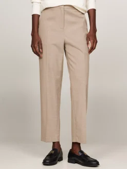 Spodnie*Tommy Hilfiger Wąskie Chinosy Flanelowe Z Prostymi Nogawkami CLASSIC BEIGE HEATHER