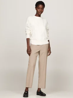 Spodnie*Tommy Hilfiger Wąskie Chinosy Flanelowe Z Prostymi Nogawkami CLASSIC BEIGE HEATHER