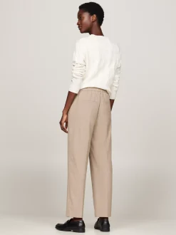 Spodnie*Tommy Hilfiger Wąskie Chinosy Flanelowe Z Prostymi Nogawkami CLASSIC BEIGE HEATHER