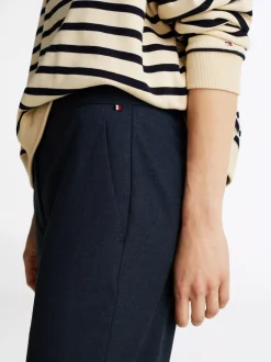 Spodnie*Tommy Hilfiger Wąskie Chinosy Flanelowe Z Prostymi Nogawkami DESERT SKY HEATHER