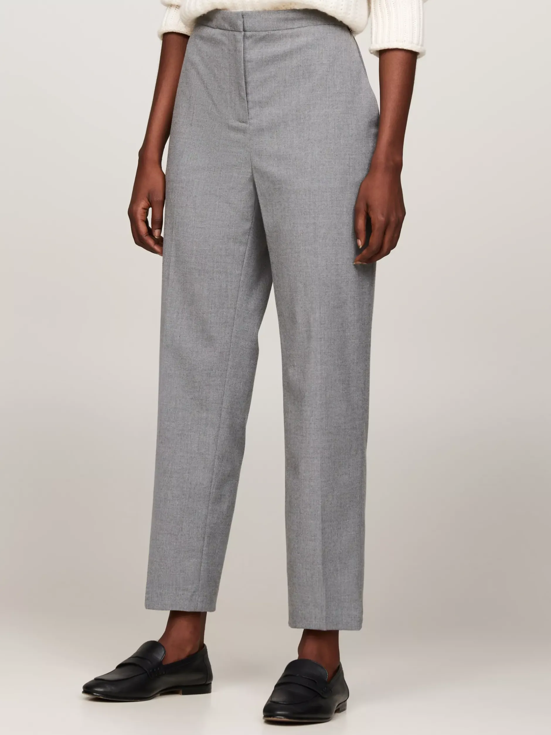 Spodnie*Tommy Hilfiger Wąskie Chinosy Flanelowe Z Prostymi Nogawkami MEDIUM GREY HEATHER