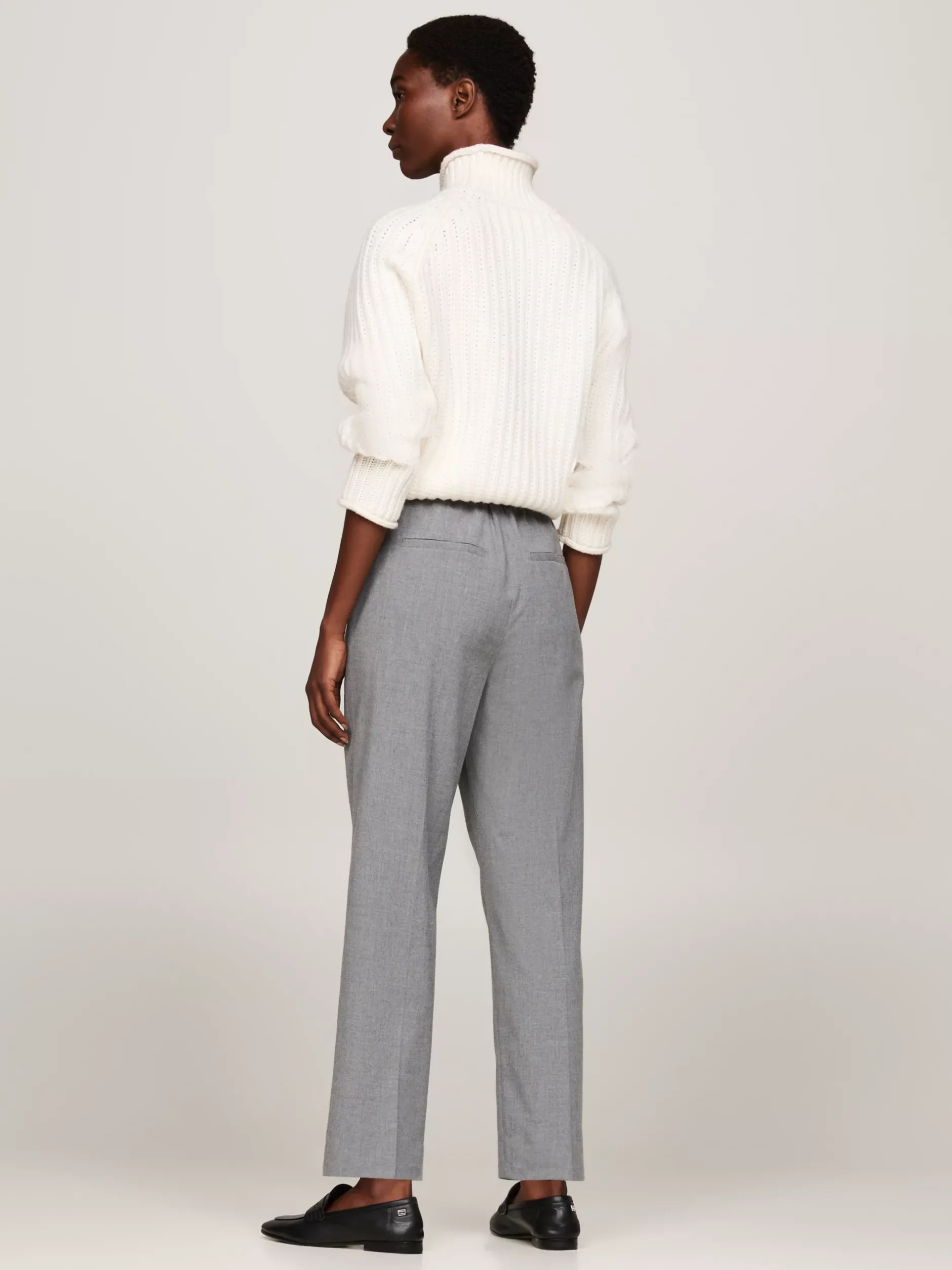 Spodnie*Tommy Hilfiger Wąskie Chinosy Flanelowe Z Prostymi Nogawkami MEDIUM GREY HEATHER
