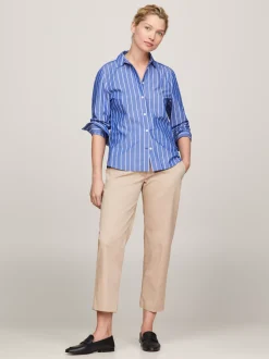 Spodnie*Tommy Hilfiger Wąskie Chinosy Z Prostymi Nogawkami BEIGE