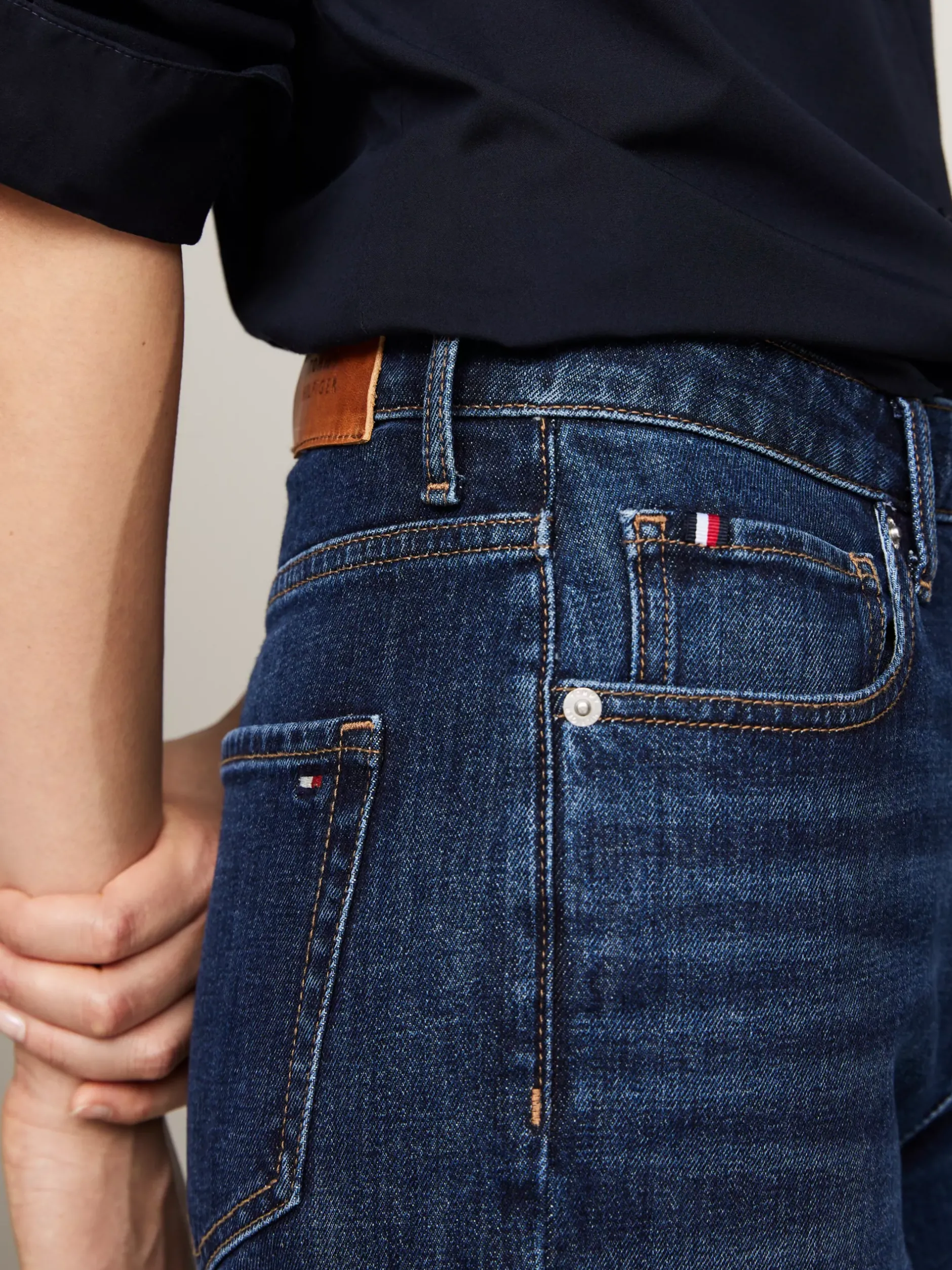 Jeansy*Tommy Hilfiger Wąskie Jeansy Typu Cygaretki Z Wysokim Stanem DARK BLUE