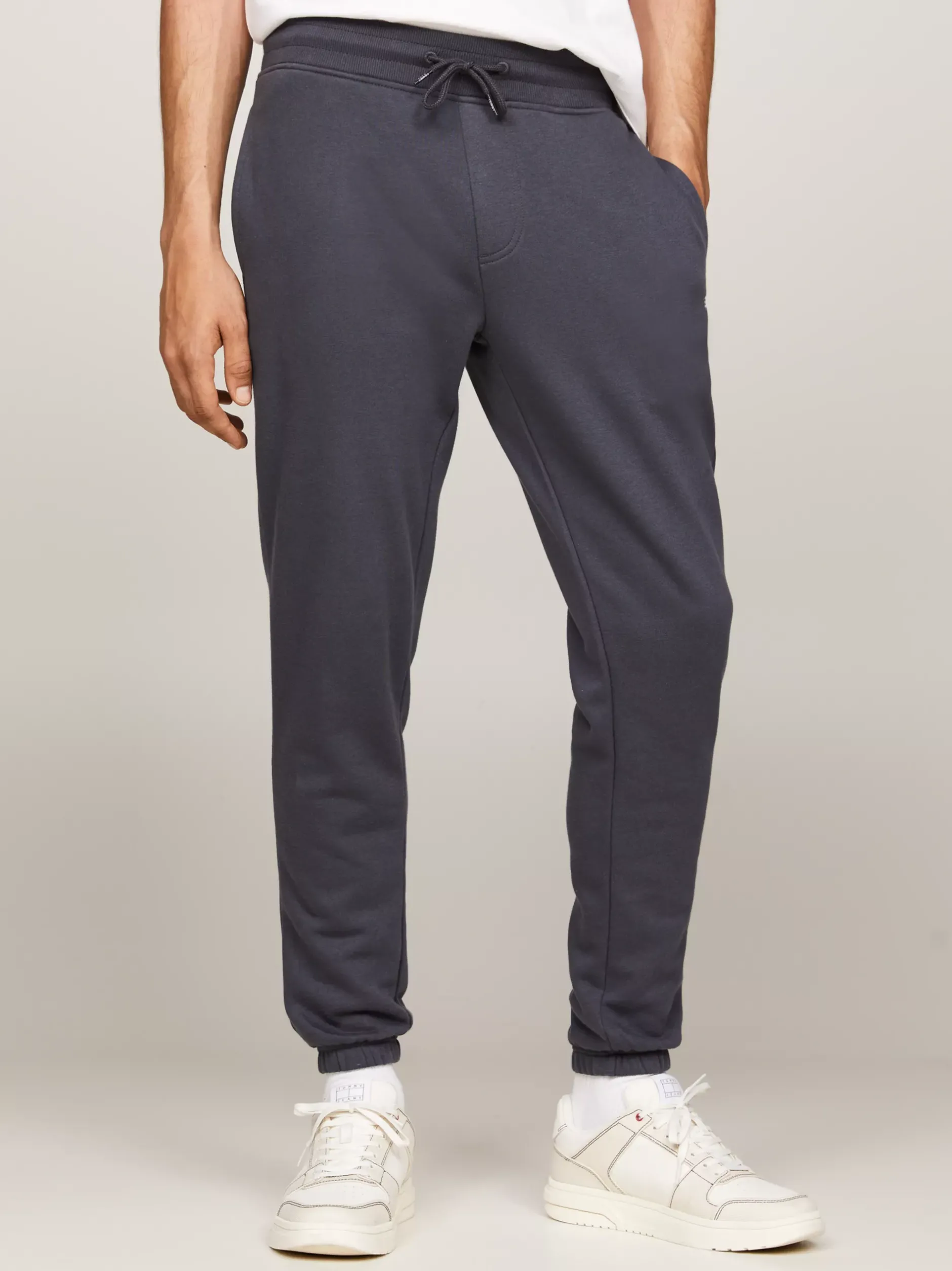 Spodnie*Tommy Hilfiger Wąskie Joggery Ze Szczotkowanej Bawełny NEW CHARCOAL