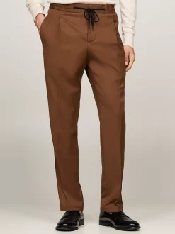 Garnitury I Kostiumy|Spodnie*Tommy Hilfiger Wąskie Spodnie Z Paskiem Z Troczkami BROWN