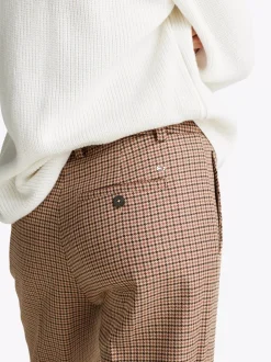 Spodnie*Tommy Hilfiger Wąskie Spodnie Z Prostymi Nogawkami W Kratę BROWN HOUNDSTOOTH