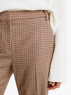 Spodnie*Tommy Hilfiger Wąskie Spodnie Z Prostymi Nogawkami W Kratę BROWN HOUNDSTOOTH