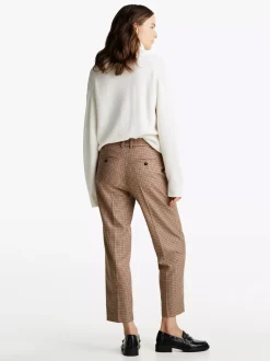 Spodnie*Tommy Hilfiger Wąskie Spodnie Z Prostymi Nogawkami W Kratę BROWN HOUNDSTOOTH