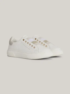 Obuwie I Akcesoria*Tommy Hilfiger Wsuwane Buty Sportowe Z Metalicznym Paskiem OFF WHITE/PLATINUM