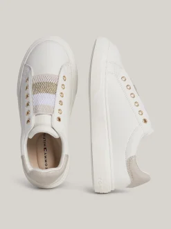 Obuwie I Akcesoria*Tommy Hilfiger Wsuwane Buty Sportowe Z Metalicznym Paskiem OFF WHITE/PLATINUM
