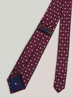 Krawaty & Poszetki*Tommy Hilfiger Wzorzysty Krawat Heritage Z Jedwabiu PRIMARY RED PRT