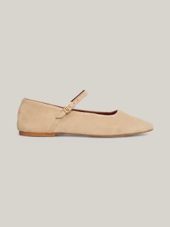 Baleriny|Płaskie Buty*Tommy Hilfiger Zamszowe Baleriny Mary Jane BEIGE