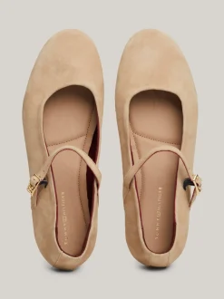 Baleriny|Płaskie Buty*Tommy Hilfiger Zamszowe Baleriny Mary Jane BEIGE
