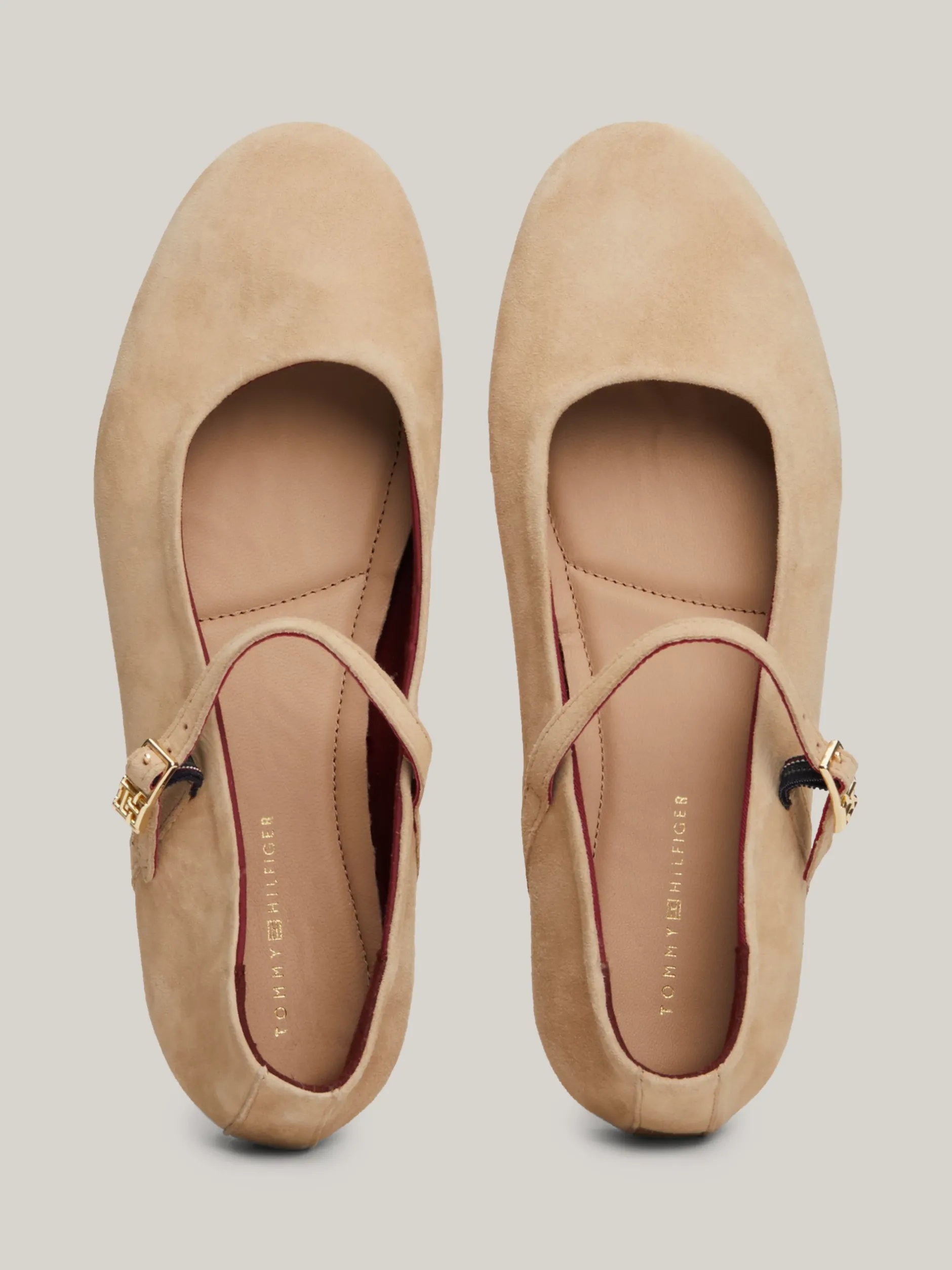 Baleriny|Płaskie Buty*Tommy Hilfiger Zamszowe Baleriny Mary Jane BEIGE