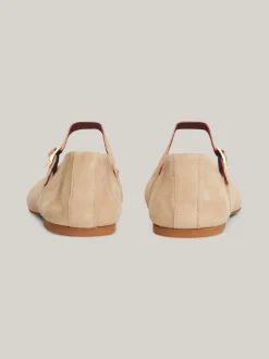 Baleriny|Płaskie Buty*Tommy Hilfiger Zamszowe Baleriny Mary Jane BEIGE