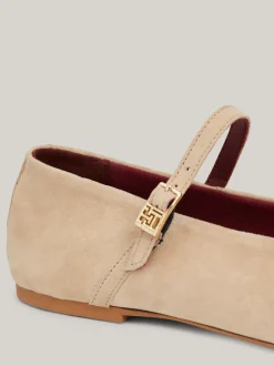 Baleriny|Płaskie Buty*Tommy Hilfiger Zamszowe Baleriny Mary Jane BEIGE