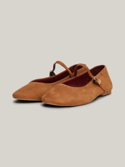 Baleriny|Płaskie Buty*Tommy Hilfiger Zamszowe Baleriny Mary Jane DRIFTWOOD BROWN